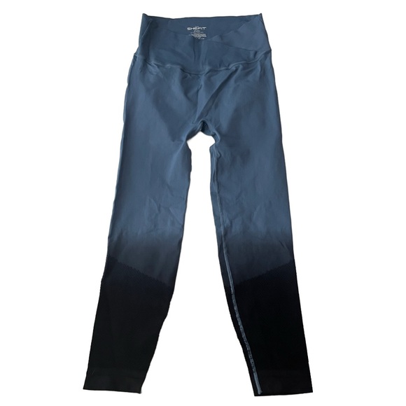 Shefit Slate Gray Ombre Cropped Fit High Rise Crosswaist Athletic Leggings - Picture 1 of 6